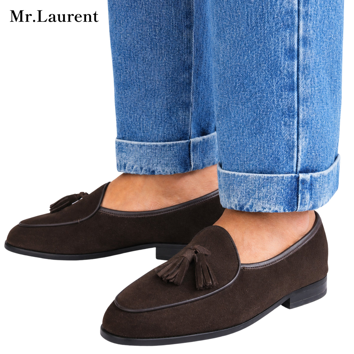 Mr.L デニムスラックス ワイドテーパード センタープレス トラウザー メンズ