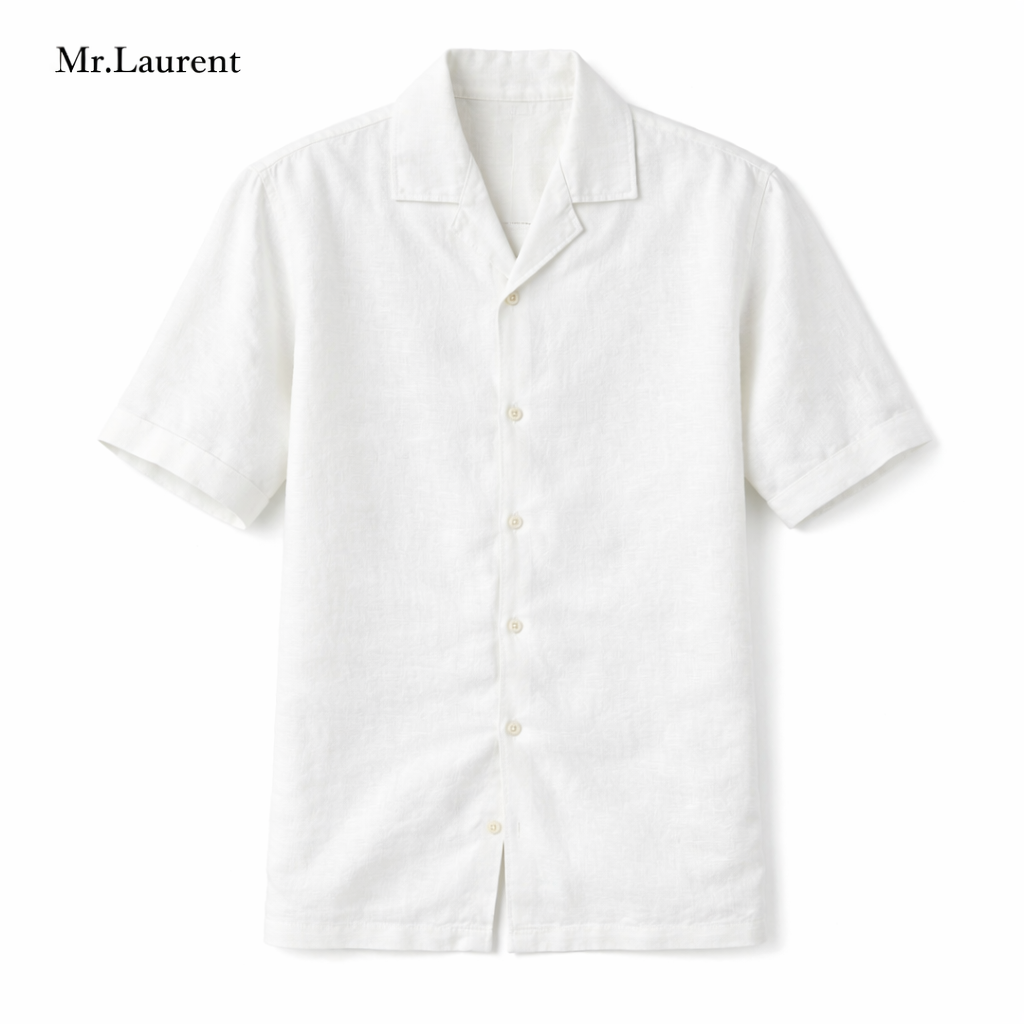 Mr.L リネン100%シャツ メンズ 清涼素材 ナチュラルドレープ 長袖 イタリアンカジュアル