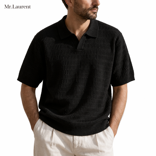 Mr.L コットン混 半袖ポロシャツ メンズ スリムフィット