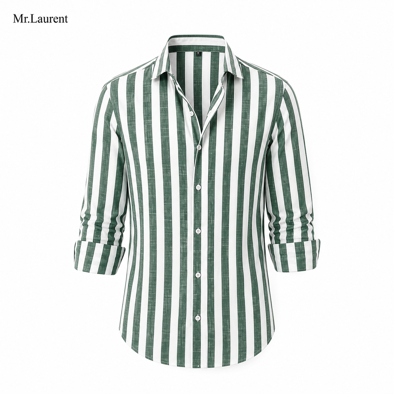 Mr.L ストライプ コットンシャツ レギュラーカラー クリーンフィット メンズ