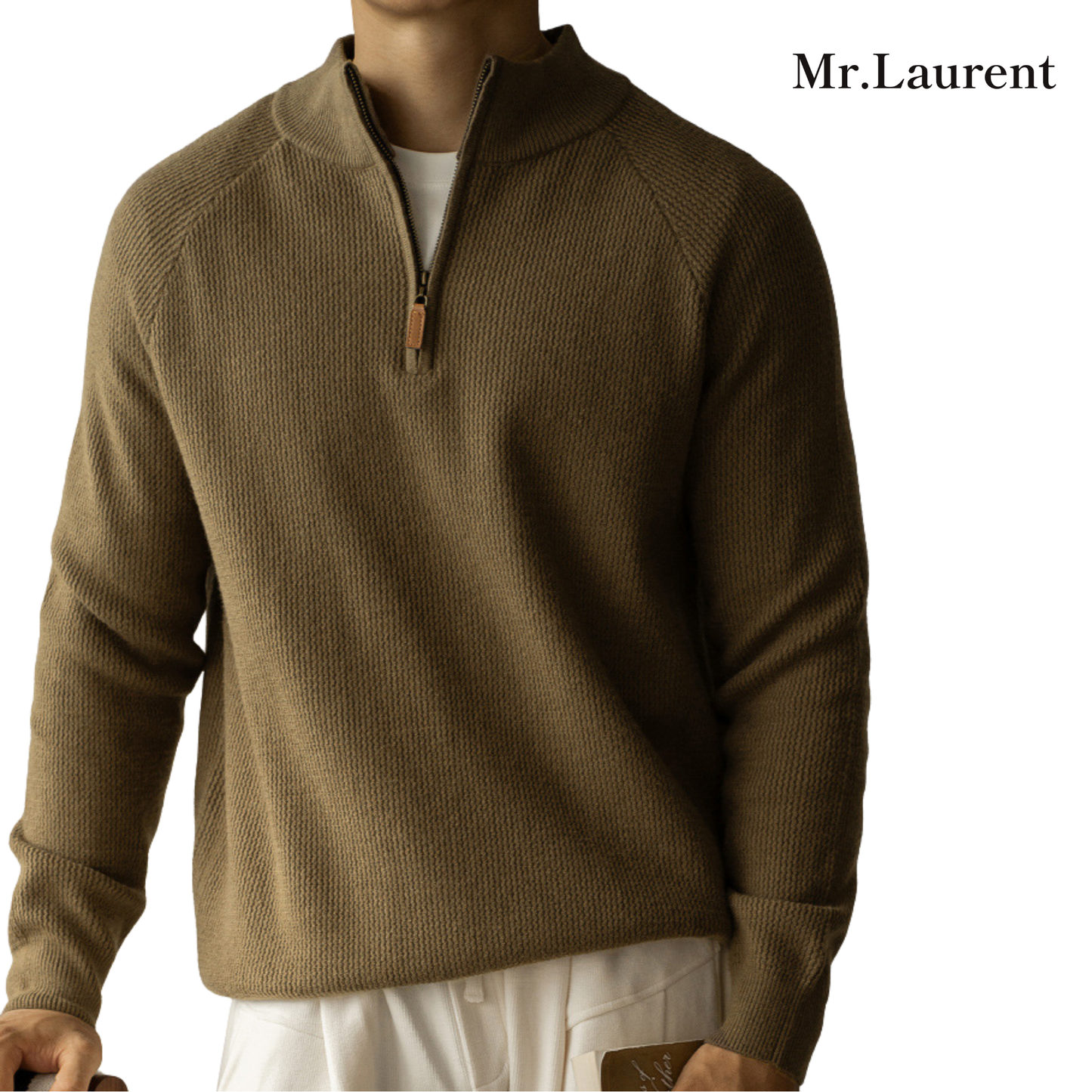 Mr.L 14ゲージ ウォッシャブルウール ハーフジップニット メンズ