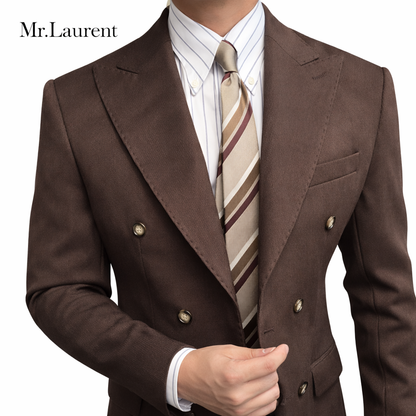 Mr.L ブリティッシュ レトロ ストライプ ダブル スーツセットアップ メンズ