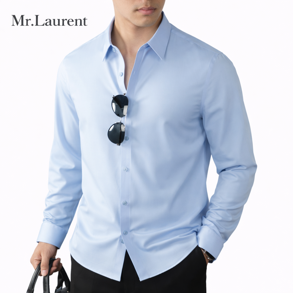 Mr.L 上質素材 ストレッチ ノンアイロン 長袖Yシャツ メンズ