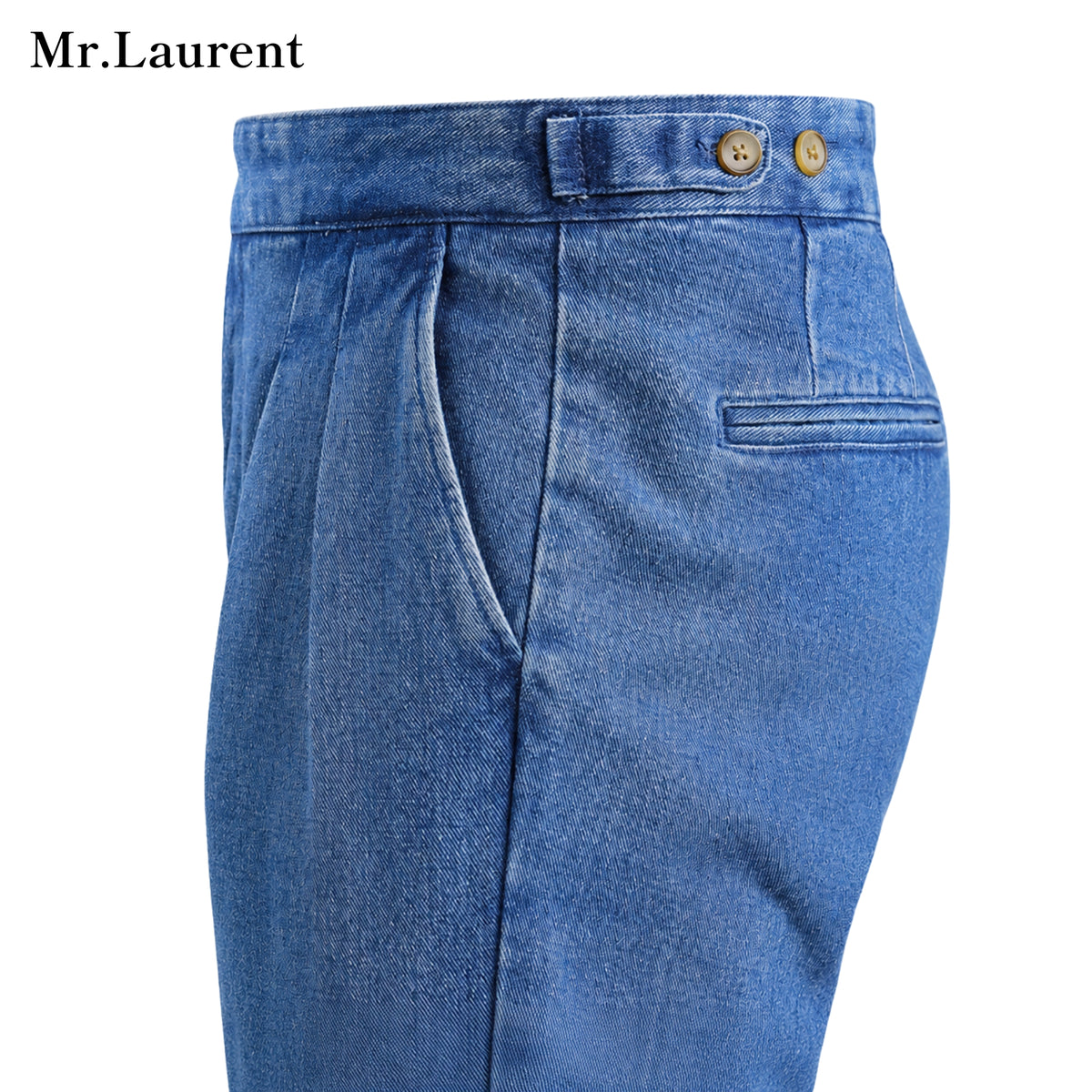 Mr.L デニムスラックス ワイドテーパード センタープレス トラウザー メンズ