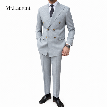 Mr.L ナポリスタイル ピークドラペル シャドーストライプ スーツセットアップ メンズ
