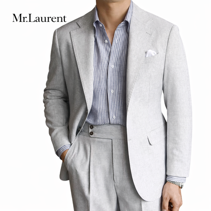 Mr.L ナポリスタイル ハンドメイド リネン混 プレミアム ストレッチジャケット セットアップ対応 メンズ イタリアンクラシック スリムフィット
