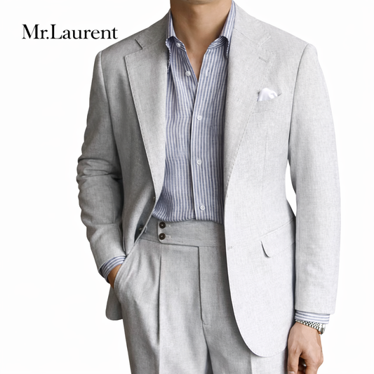 Mr.L ナポリスタイル ハンドメイド リネン混 プレミアム ストレッチジャケット セットアップ対応 メンズ イタリアンクラシック スリムフィット