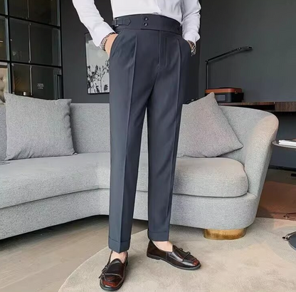 Mr.L タック入り ベルトレス イタリアン スラックスパンツ メンズ