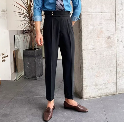 Mr.L タック入り ベルトレス イタリアン スラックスパンツ メンズ