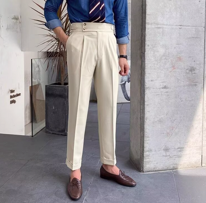 Mr.L タック入り ベルトレス イタリアン スラックスパンツ メンズ