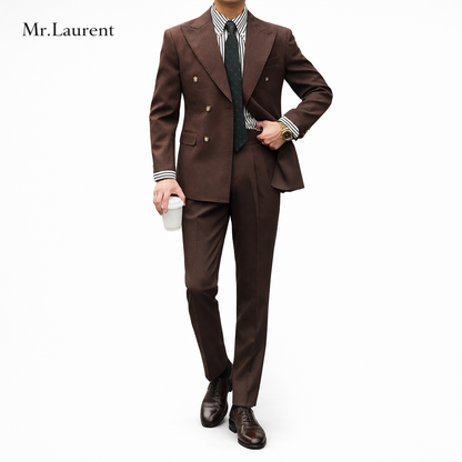 Mr.L ブリティッシュ レトロ ストライプ ダブル スーツセットアップ メンズ