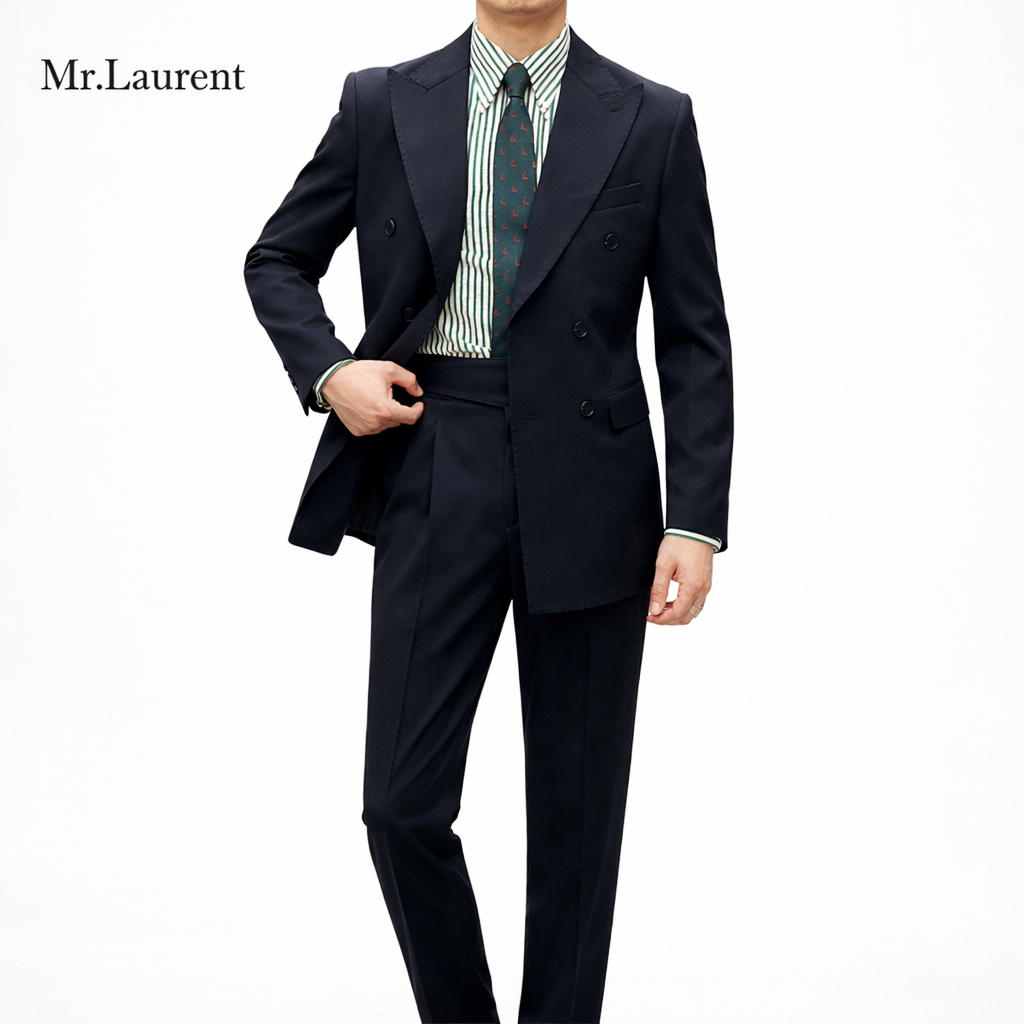 Mr.L ブリティッシュ レトロ ストライプ ダブル スーツセットアップ メンズ