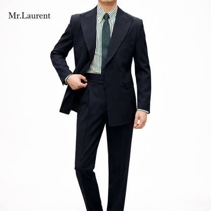 Mr.L ブリティッシュ レトロ ストライプ ダブル スーツセットアップ メンズ