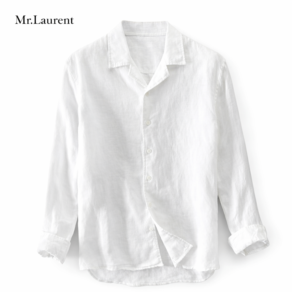 Mr.L 100%リネン オープンカラーシャツ リラックスシルエット 長袖 Mr.L 100%リネン オープンカラーシャツ リラックスシルエット 長袖
