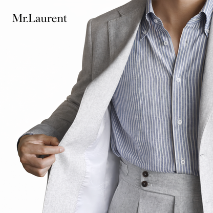Mr.L ナポリスタイル ハンドメイド リネン混 プレミアム ストレッチジャケット セットアップ対応 メンズ イタリアンクラシック スリムフィット