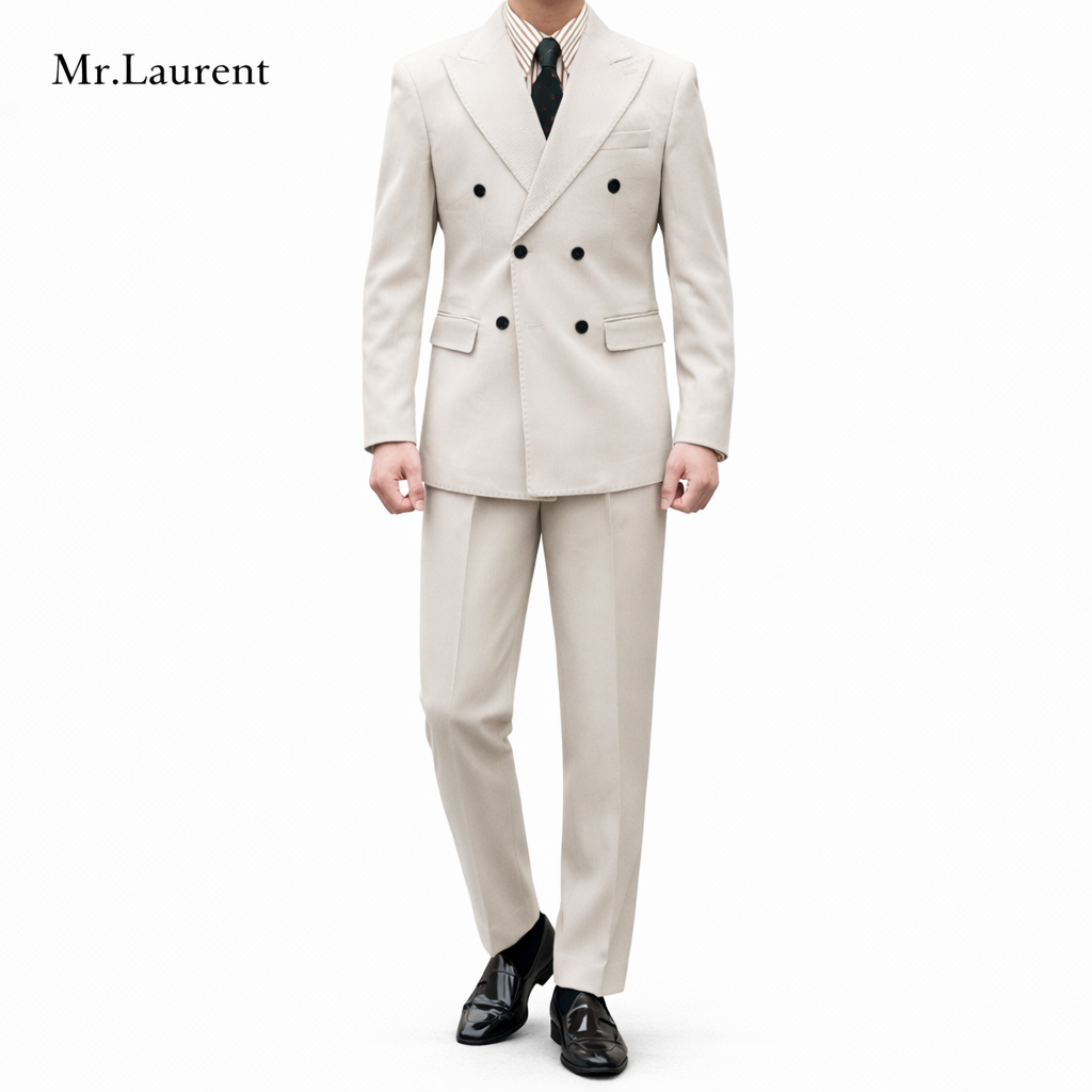 Mr.L ブリティッシュ レトロ ストライプ ダブル スーツセットアップ メンズ