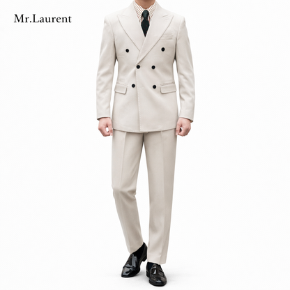 Mr.L ブリティッシュ レトロ ストライプ ダブル スーツセットアップ メンズ