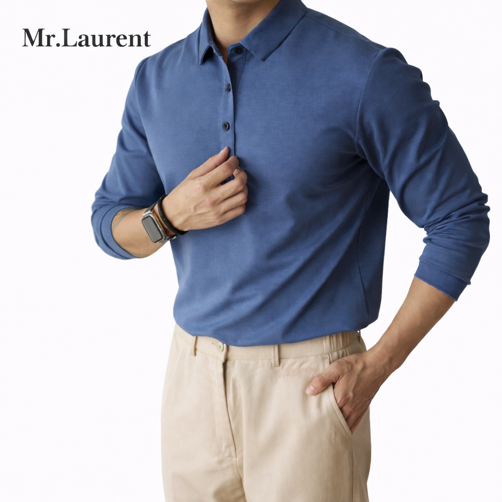 Mr.L コットン 長袖 POLO ポロシャツメンズ