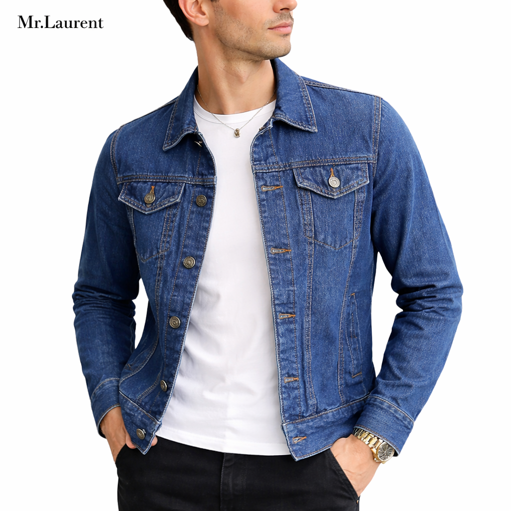  デニムジャケット メンズL Mr.L イタリア系カジュアル メンズ ストレッチデニムジャケット – Mr