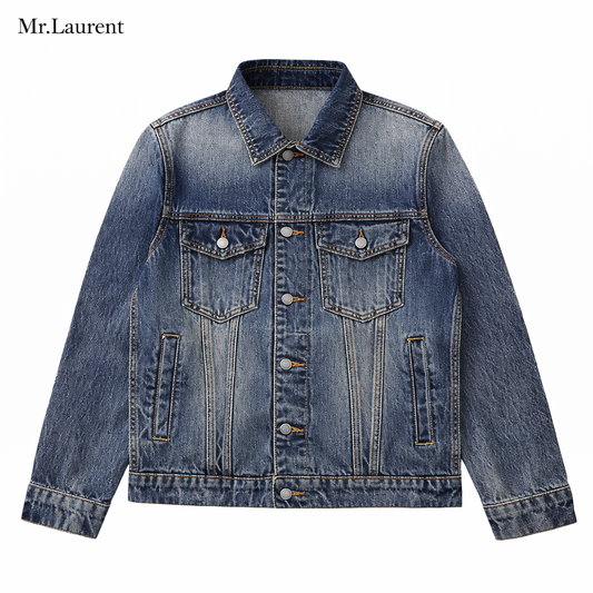 Mr.L ヴィンテージ加工 ワイドデニムジャケット メンズ ライトウェイト 赤耳