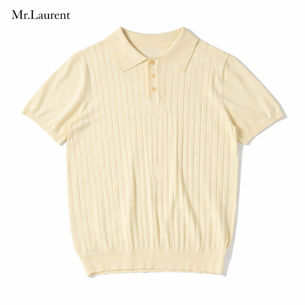 Mr.L プレミアム エッセンシャル ポロシャツ 半袖 コントラストライン ストレッチ メンズ イタリアンカジュアル