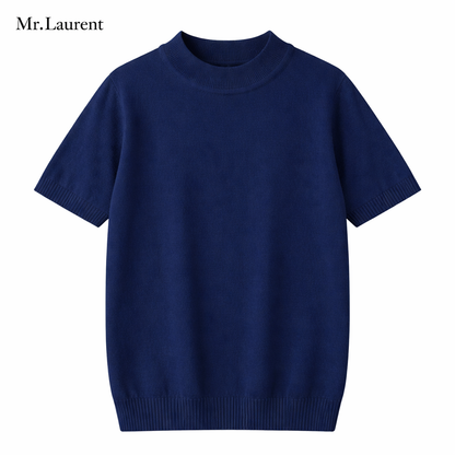 Mr.L リブモックネック ストレッチTシャツ メンズ タイトフィット