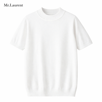 Mr.L リブモックネック ストレッチTシャツ メンズ タイトフィット