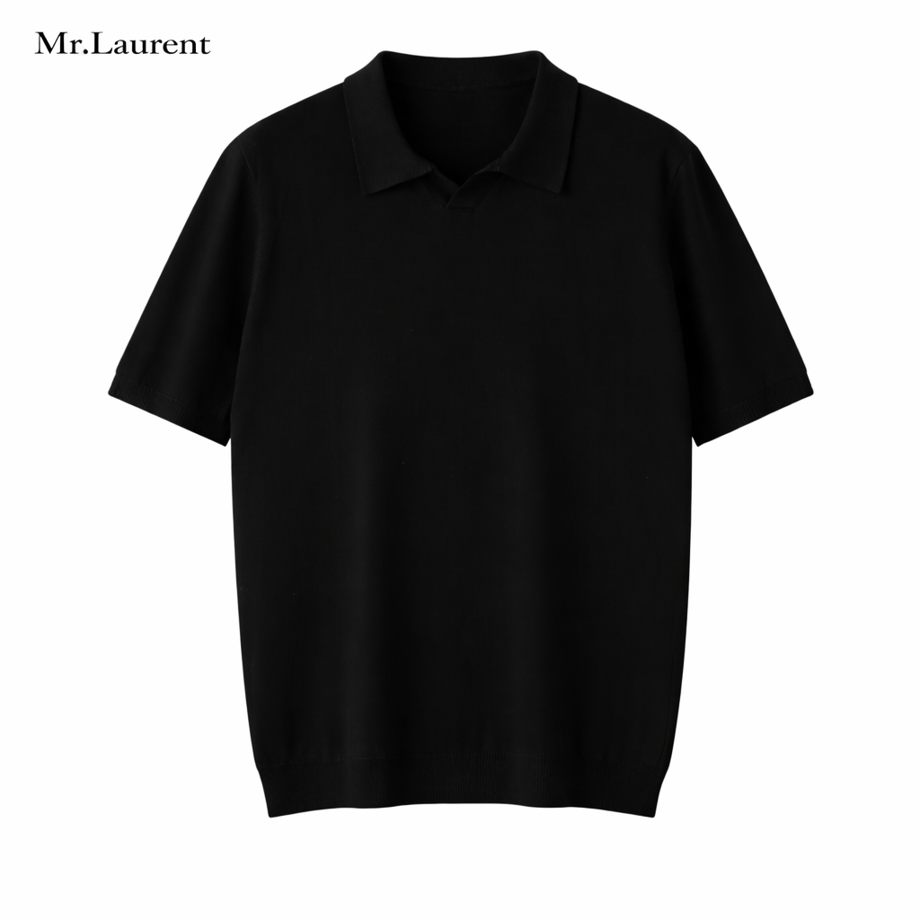 Mr.L レーヨン混 リブ袖裾 半袖ポロシャツ メンズ ソフトドライ