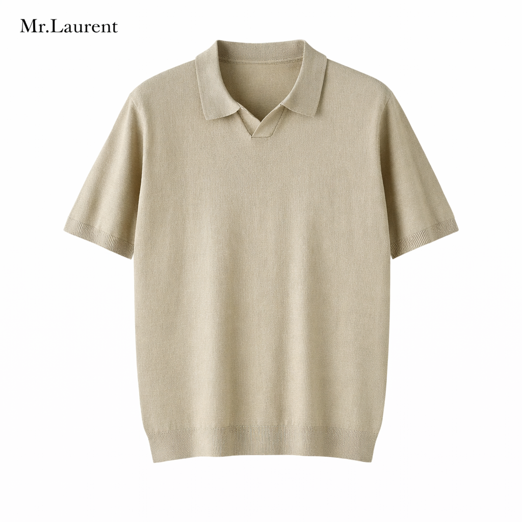 Mr.L レーヨン混 リブ袖裾 半袖ポロシャツ メンズ ソフトドライ