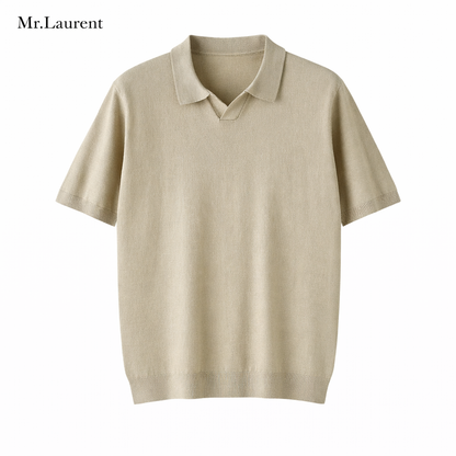 Mr.L レーヨン混 リブ袖裾 半袖ポロシャツ メンズ ソフトドライ