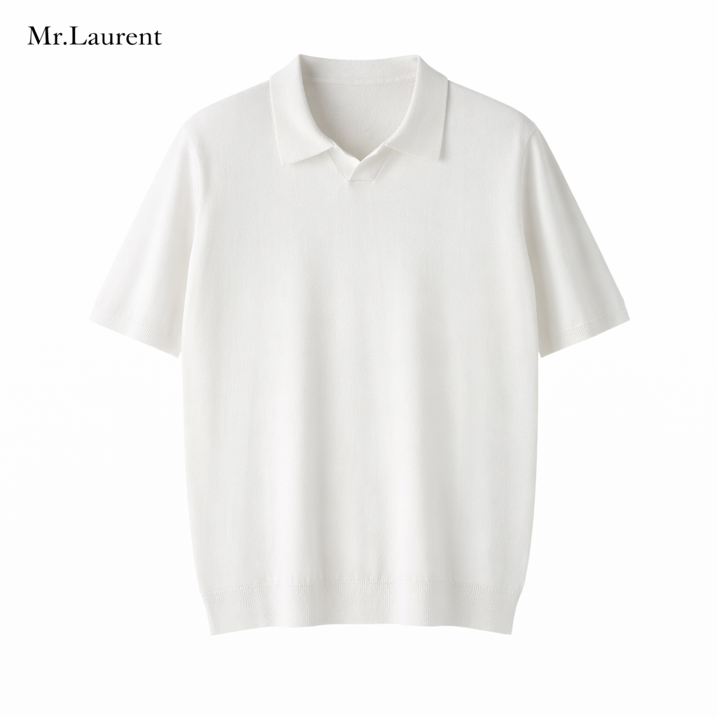 Mr.L レーヨン混 リブ袖裾 半袖ポロシャツ メンズ ソフトドライ
