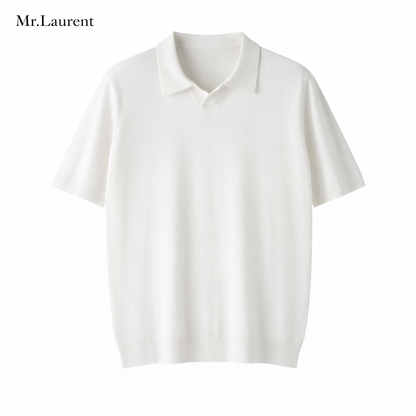 Mr.L レーヨン混 リブ袖裾 半袖ポロシャツ メンズ ソフトドライ