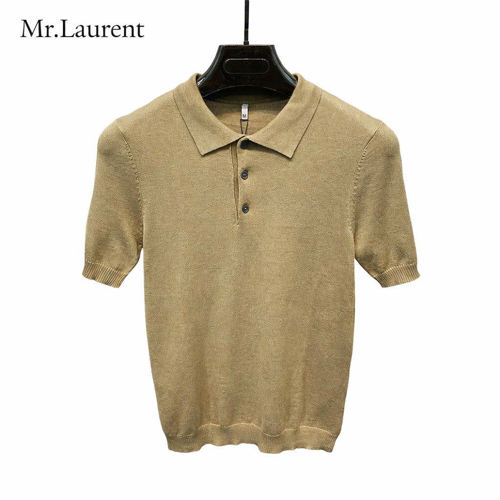 Mr.L 上質ニット 半袖ポロシャツ メンズ