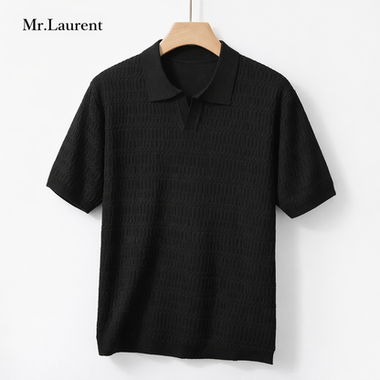 Mr.L コットン混 半袖ポロシャツ メンズ スリムフィット