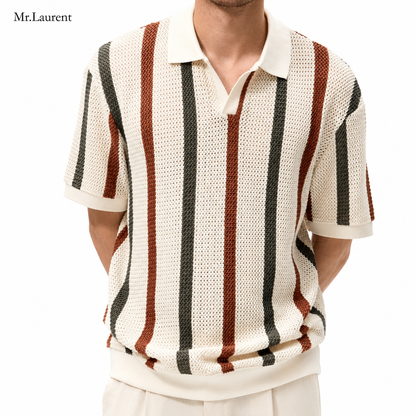 Mr.L リブ編み ニットポロ サマーニット 半袖 メンズ