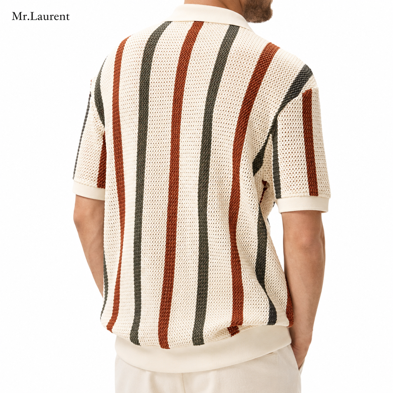Mr.L リブ編み ニットポロ サマーニット 半袖 メンズ