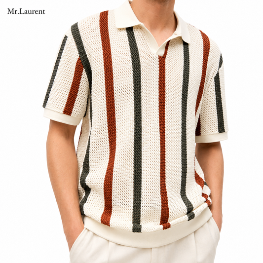 Mr.L リブ編み ニットポロ サマーニット 半袖 メンズ