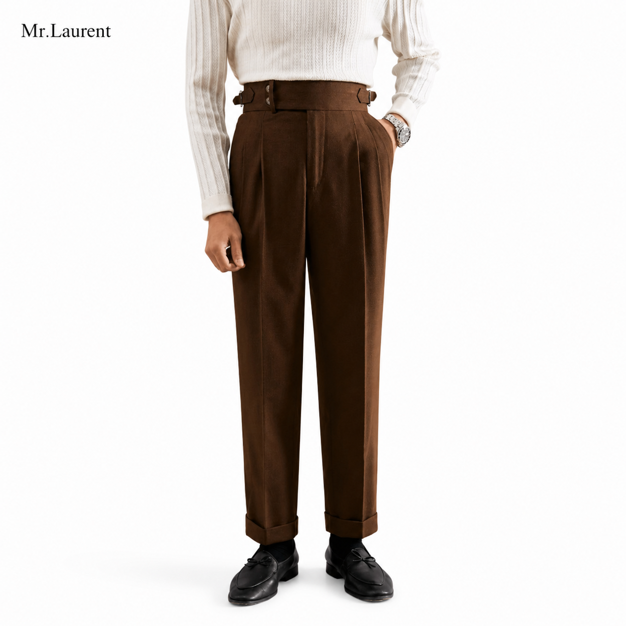 Mr.L 2タック ワイドスラックス テーパード ドレープトラウザー メンズ