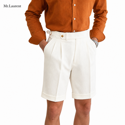 Mr.L 2タック ドレープハーフパンツ タイトシルエット ショーツ メンズ