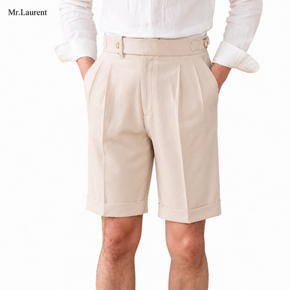 Mr.L 2タック ドレープハーフパンツ タイトシルエット ショーツ メンズ