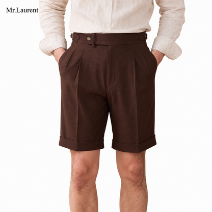 Mr.L 2タック ドレープハーフパンツ タイトシルエット ショーツ メンズ
