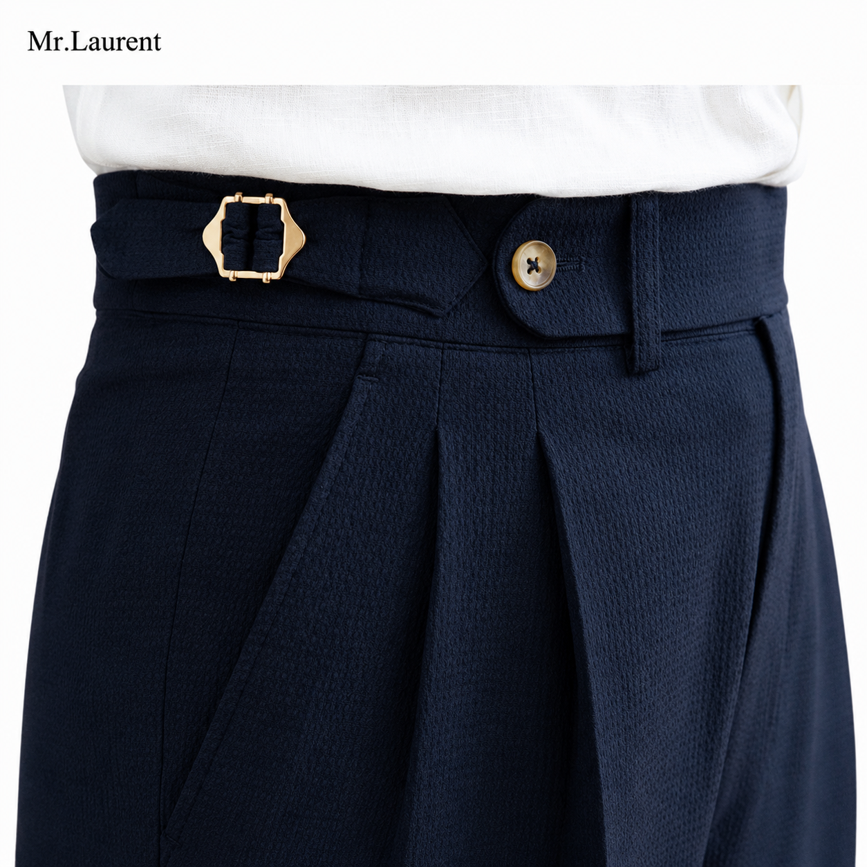 Mr.L 2タック ドレープハーフパンツ タイトシルエット ショーツ メンズ