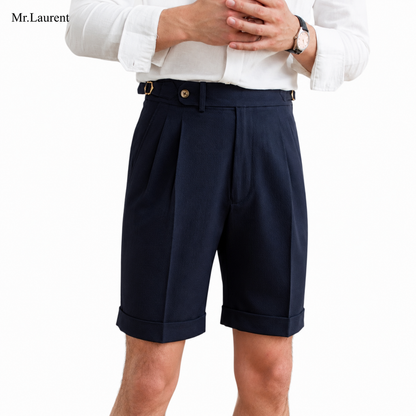 Mr.L 2タック ドレープハーフパンツ タイトシルエット ショーツ メンズ