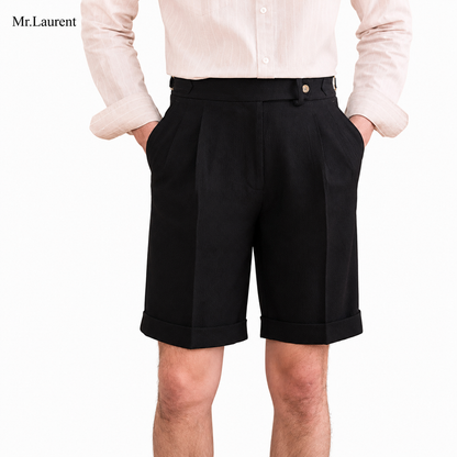 Mr.L 2タック ドレープハーフパンツ タイトシルエット ショーツ メンズ