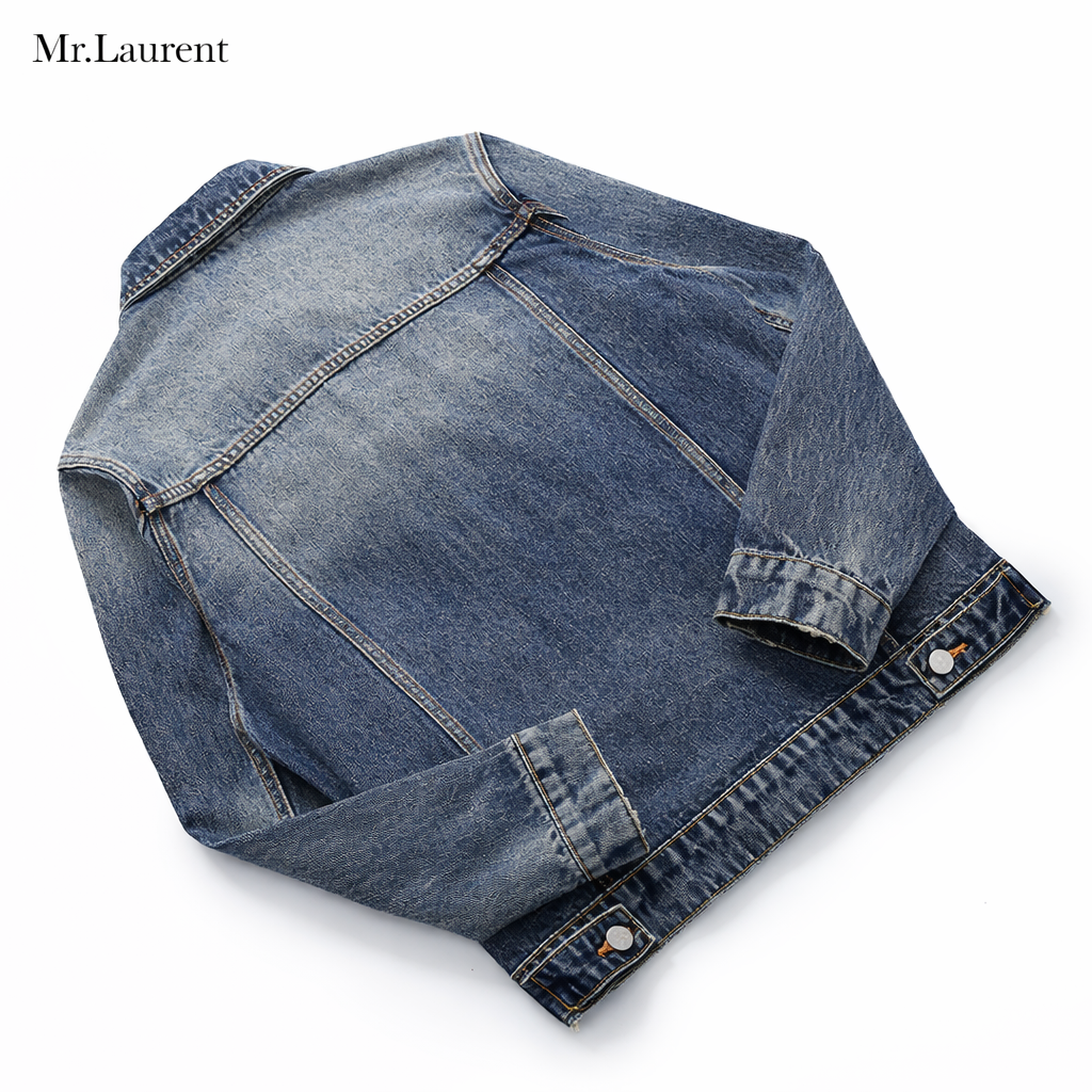 Mr.L ヴィンテージ加工 ワイドデニムジャケット メンズ ライトウェイト 赤耳