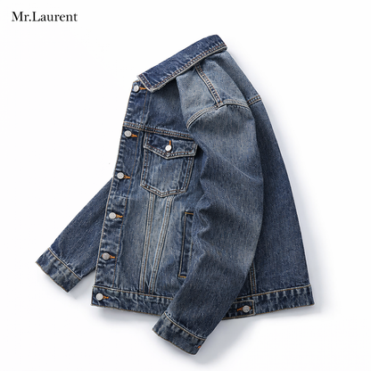 Mr.L ヴィンテージ加工 ワイドデニムジャケット メンズ ライトウェイト 赤耳
