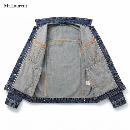 Mr.L ヴィンテージ加工 ワイドデニムジャケット メンズ ライトウェイト 赤耳