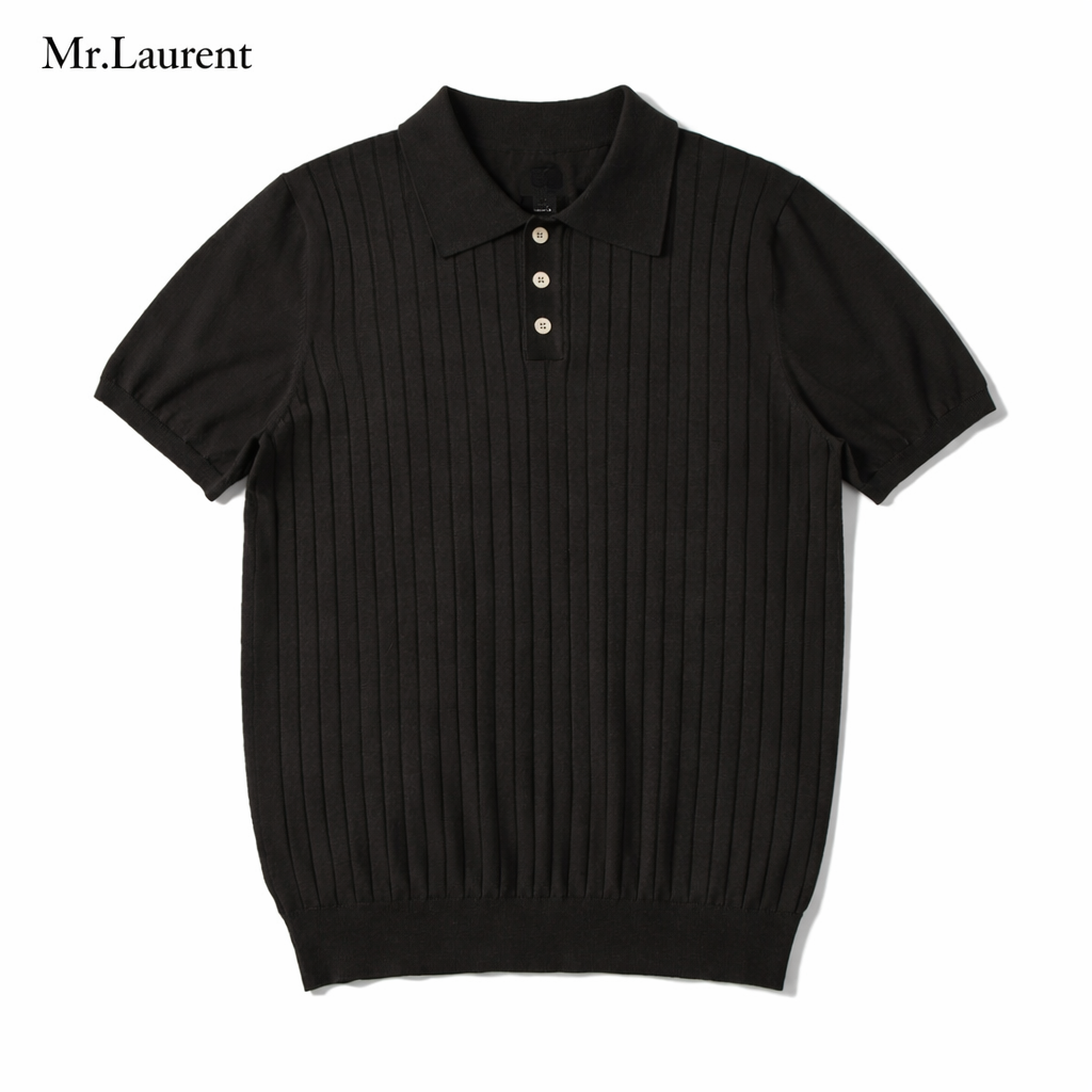 Mr.L プレミアム エッセンシャル ポロシャツ 半袖 コントラストライン ストレッチ メンズ イタリアンカジュアル