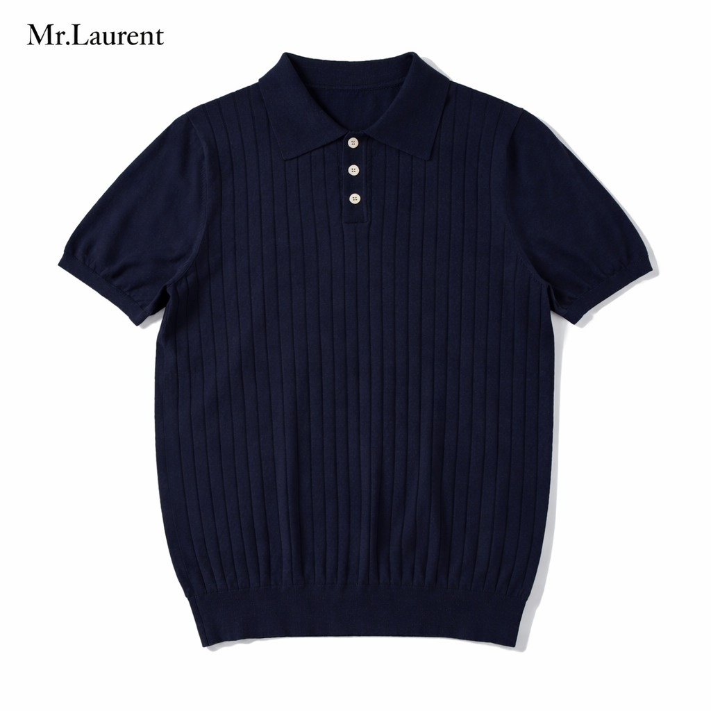 Mr.L プレミアム エッセンシャル ポロシャツ 半袖 コントラストライン ストレッチ メンズ イタリアンカジュアル