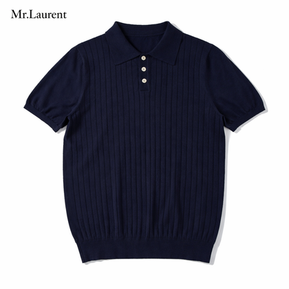 Mr.L プレミアム エッセンシャル ポロシャツ 半袖 コントラストライン ストレッチ メンズ イタリアンカジュアル